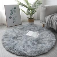 Alfombra peluda redonda pequeña con estampado de teñido anudado, tapete colorido antideslizante para sala de estar y dormitorio, alfombrilla suave para el suelo de invierno, 40/60cm - details 6