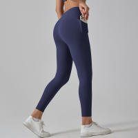 Hmidou-mallas de gimnasio con bolsillos para mujer, pantalones de Yoga, Fitness, cintura alta, Control de barriga, correr, entrenamiento - details 38
