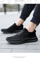 Zapatos para correr para hombre, zapatillas de deporte con calcetines tejidos, zapatos planos sin cordones para primavera y verano, mocasines de talla grande para hombre, zapatos planos deportivos de tenis - details 17