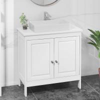 Armario bajo lavabo, corte en forma de U, mueble bajo lavabo con 2 puertas de persiana y 2 estantes, armario de suelo de baño, 60x30x60cm - details 1