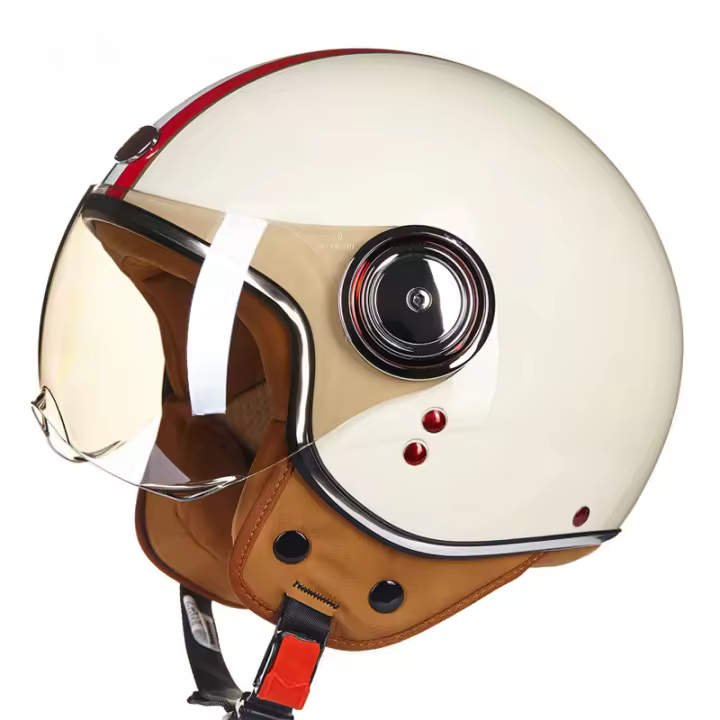 Beon-casco de motocicleta con personalidad para hombre y mujer, cascos de seguridad retro con batería de coche para las cuatro estaciones - 1