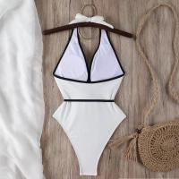 Traje de baño de una pieza liso con flores en 3D, traje de baño negro/blanco para mujer, traje de baño sexy con cuello en V profundo, traje de baño sin espalda para mujer - details 5