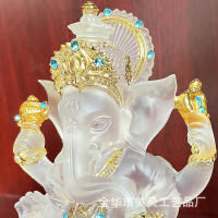 Baúl transparente, adorno de Dios de la riqueza, decoración del hogar artesanal de resina india Fotai, estatua de cabeza de elefante - details 6