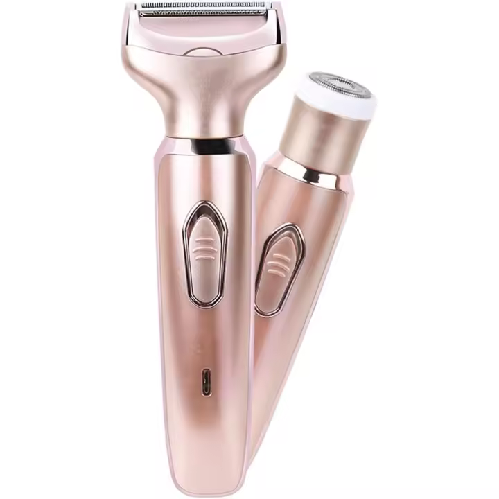 Maquinilla de afeitar eléctrica 2 en 1 para mujer, cara, barba, brazos, piernas, axilas, vello indoloro, recortadora de bikini para mujer, húmedo y seco, portátil, impermeable, indolora, con carga USB (rosa) - 1