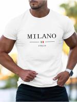 Camiseta holgada deportiva informal de verano para hombre, camiseta de manga corta con cuello redondo y estampado MILANO, cómoda para compras - details 4