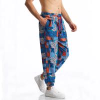 Pantalón en lino imprimé Tribal Boho para hombres, en algodón, décontracté, con cordón de serrage, para deportes al aire libre, curso à pied, sorpresa, été - details 16
