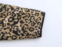 TRAFZA-abrigo de algodón con estampado de leopardo para mujer, abrigo holgado informal de manga larga con bolsillos y una hilera de botones, para invierno, 2024 - details 12