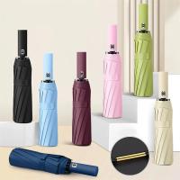 Paraguas totalmente automático con pegamento negro de 12 huesos, con quilla gruesa y duradera, paraguas triple, paraguas plegable resistente a los rayos UV - details 0