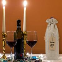 Bolsas de arpillera para vino, bolsas de regalo con cordones, cubiertas reutilizables individuales para botellas de vino con cuerdas y etiquetas, 10 piezas - details 5