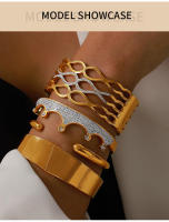 Kit de pulsera de diseño cuadriculado Pulsera de moda de Maple inoxidable surrounded para mujer Shining surface vintage Joyería de lujo - details 1