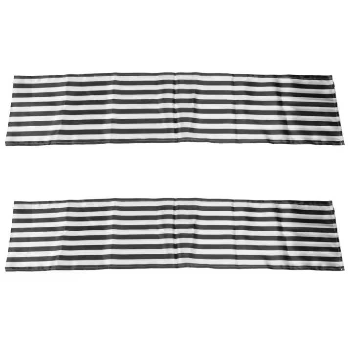 Camino de mesa a rayas de poliéster, decoración de mesa, mantel para interiores y exteriores, eventos, cena familiar (blanco y negro, 2 paquetes) - 1