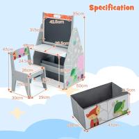 Juego de mesa para niños con silla, juego de mesa 3 en 1 con pizarra para pintar y espacio de almacenamiento, juego de escritorio infantil de madera (blanco) - details 9