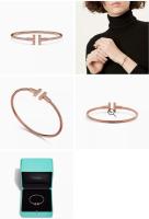 ΤΙΦΑΝΗ ™ Brazalete de alambre de diamantes Pavé, juego de doble T con diamantes redondos de talla brillante - details 1