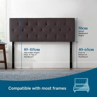 Cabecero tapizado – Cabecero de cama doble – Altura ajustable de 85 a 115 cm, capitoné de diamantes, perla/blanco - details 8