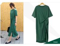 Verano Casual 2024 vestido camisero negro Midi mujeres ropa de estilo coreano abertura lateral señoras 4XL manga corta - details 8