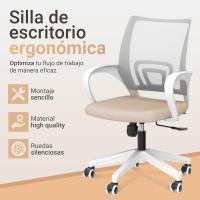 Silla Escritorio Ergonómica - Silla Oficina con Apoyo Lumbar, Estructura de Plastico, Malla Transpirable, Ruedas Giratorias 360 °   Soporta hasta 120kg - details 2