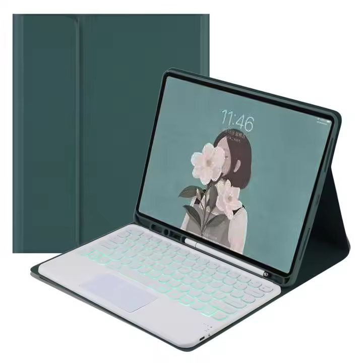 Funda para teclado español retroiluminado iPad Air 5 10.9, funda para ratón inalámbrico Bluetooth para Pro 11, 9.º/8.º, 10.2, 10.5, 9.7 - 1