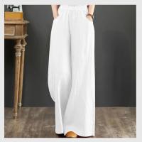 Pantalones de Pierna Ancha de Algodón Lineno Cintura Suelta, Elástica, Estilo Callejero para Mujeres 2023 - details 11