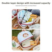 Bolsa de almuerzo de dibujos animados de doble capa, bolsa térmica aislada de gran capacidad para Picnic, bolsa de mano aislada a prueba de fugas para niñas - details 2