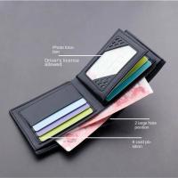 Cartera corta fina para hombre, monedero plegable de 2 posiciones, suave, resistente al agua y al desgaste, tarjetero de cuero M - details 7