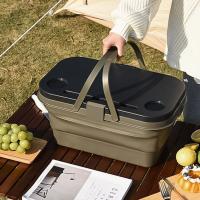 Caja de almacenamiento plegable de plástico para exteriores, mesa de Camping, cesta de Picnic impermeable de gran capacidad con tapa abatible, cesta para artículos diversos, barbacoa - details 1