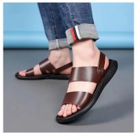 Sandalias cómodas de verano con plataforma para pie plano, sandalias de cuero con suela gruesa antideslizantes para hombre, zapatillas de fondo suave para playa al aire libre - details 7