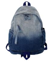 Nuevos estudiantes universitarios simple lavado de mezclilla bolsa de hombro de lona estudiantes de secundaria gradiente de color mochilas - details 0