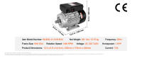 Motor eléctrico SucceBuy, motor de compresor de aire monofásico, rotación CW/CCW para maquinaria agrícola y equipos generales - details 5