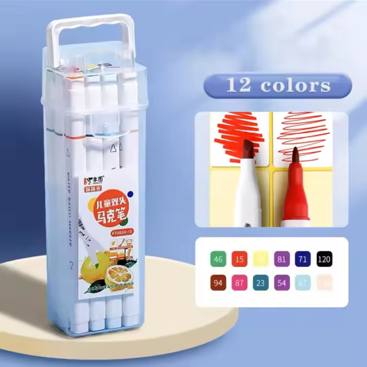 Marcadores para Niños Set de Marcares de Colores Doble Punta para Dibujo y Pintura Escolar Manga Material de Arte Escolar - 1