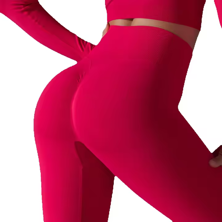 Hamidou-Pantalones deportivos de Yoga para mujer, mallas de cintura alta y caderas ajustadas, glúteos de melocotón, pantalones de Yoga desnudos de cintura alta - 1