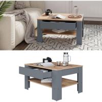 Mesa de centro, mesa central, mesa de sofá, madera ecológica, diseño moderno, estilo nórdico, medidas: 92,2 x 65 cm - details 30