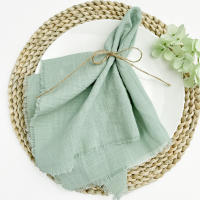 Servilletas de Algodón Tejido Juego de 10/20/50pcs en Verde Menta Ideal para Decoración de Bodas - details 3