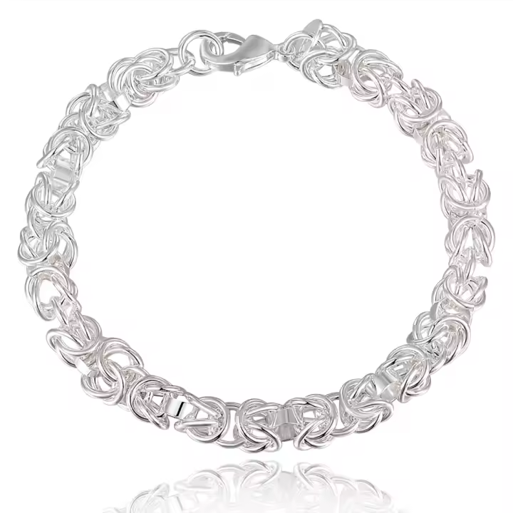 Pulsera de cadena trenzada plateada, accesorio de moda para hombre y mujer, hecho en China. - 1