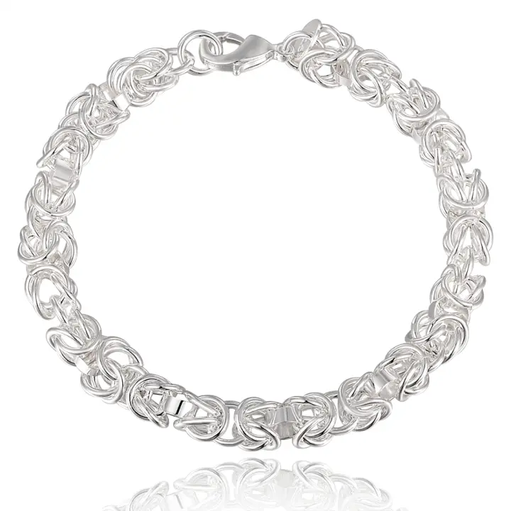 Pulsera de cadena trenzada plateada, accesorio de moda para hombre y mujer, hecho en China. - 1