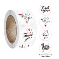 Etiquetas de sellado de regalo de piezas, pegatina de agradecimiento blanca con corazón rojo, paquete de regalo de negocios, decoración personalizada, 500 - details 0