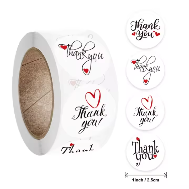Etiquetas de sellado de regalo de piezas, pegatina de agradecimiento blanca con corazón rojo, paquete de regalo de negocios, decoración personalizada, 500 - 1
