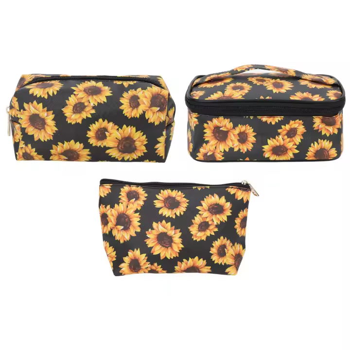 Juego de neceser, bolsas de maquillaje de girasol resistentes a los arañazos para maquillaje Diario para Viajes - 1