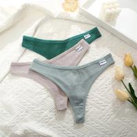 4 Uds., ropa interior lisa de algodón a rayas para mujer, bragas sexis con cintura en V, Tanga para mujer, Bikini cómodo y suave con espalda en T, M-XL - details 7