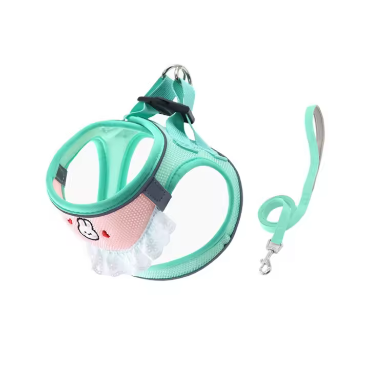 Conjunto de arnés y correa para mascotas a prueba de Escape, diseño de babero, cómodo Collar para perros, chaleco, correa reflectante transpirable para mascotas - 1