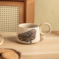 Taza de café retro de cerámica de alto valor, taza de café con leche de cerámica gruesa, taza de café, nicho japonés pintado a mano pastoral - details 5