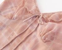 Vestido de Gasa de Verano Retro Francés Cuello en V, Manga Volante, Borde de Falda Larga y Versátil - details 4