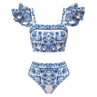 Conjunto de bikini con volantes para mujer, bikini brasileño estampado, traje de baño con falda, traje de playa para niña 2024 - details 6
