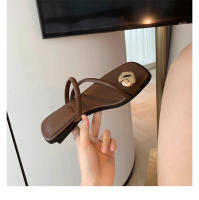 Verano nueva espina de pescado fondo plano cabeza cuadrada palabra con dedo del pie zapatillas geniales mujeres - details 0