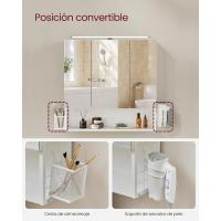 Armario de Baño con Luz LED 16,5 x 70 x 75 cm Toma Corriente Cesta Colgante Soporte para Secador - details 20