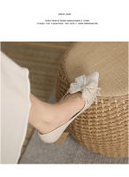 Tacones altos de moda puntiaguda francesa primavera y otoño de las mujeres nuevo tacón grueso boca poco profunda diamantes de imitación arco temperamento versátil zapatos individuales - details 8