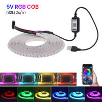 Tira de Luces LED RGB, cinta de diodo Flexible, DC5V, COB, USB, Bluetooth, Control por aplicación, 180LED/m, 5MM, PCB, retroiluminación de TV - details 1
