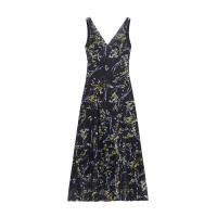 Vestido con correa para el hombro de moda europea y americana Vestido estampado medio y largo con cuello en V para mujer - details 2
