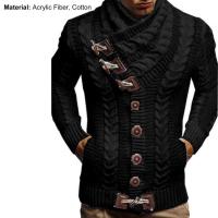 Cardigan de Cuello Alto para Hombres Manga Larga Ajuste Suelto Moda Casual Punto de Lana - details 15
