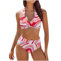Bikini con estampado floral para mujer, traje de baño de dos piezas, de cintura alta, para adolescentes - details 2