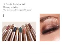 Juego de 12 barras de sombra de ojos en crema de piezas, resistente al agua, lápices plateados de alta pigmentación - details 2